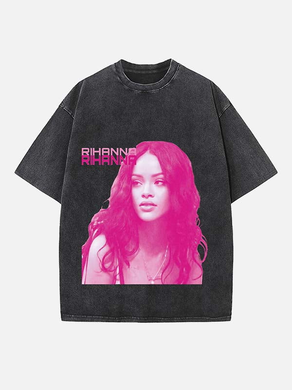 Rihanna Print Round Neck T-shirt