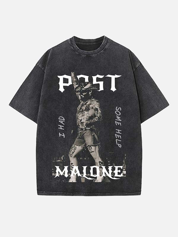 Post Malone Print Round Neck T-shirt