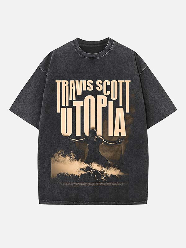 Travis Scott Print Round Neck T-shirt