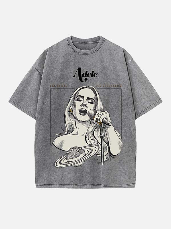 Adele Print Round Neck T-shirt