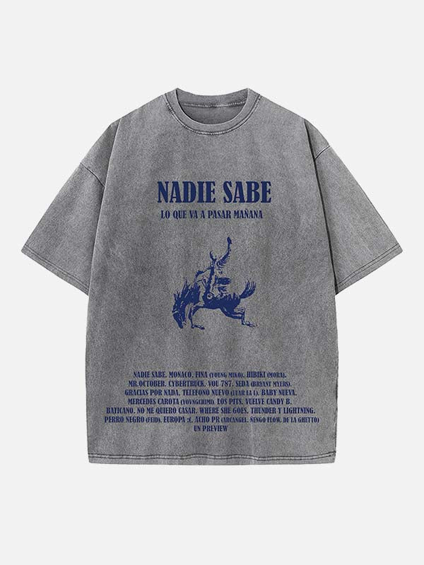 Bad Bunny Print Round Neck T-shirt