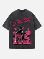 Gorillaz Print Round Neck T-shirt