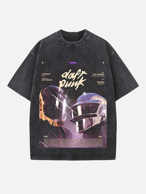 Daft Punk Print Round Neck T-shirt