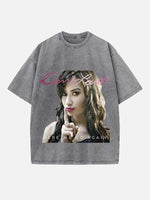Demi Lovato Print Round Neck T-shirt