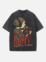 Korn Print Round Neck T-shirt