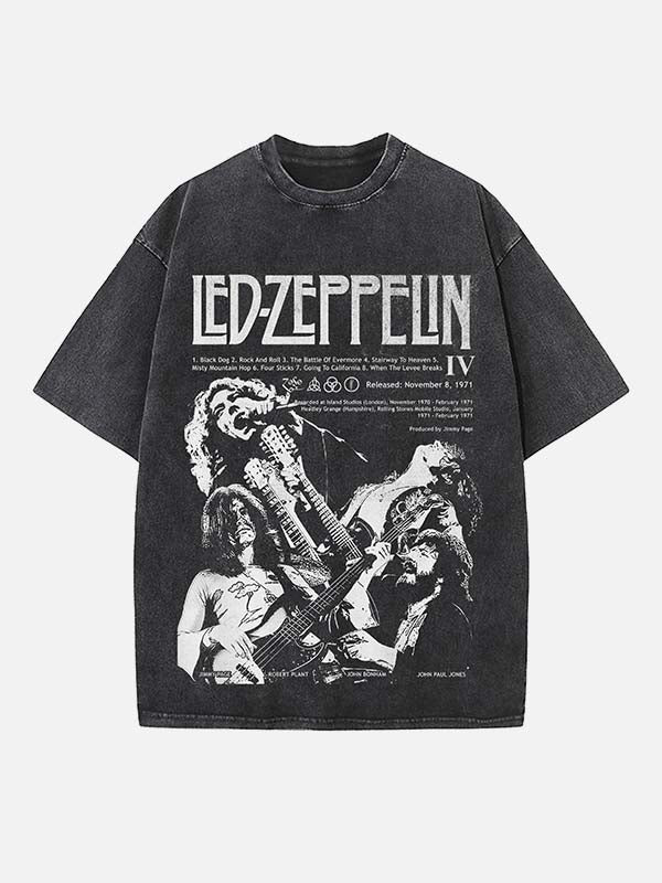 Led Zeppelin Print Round Neck T-shirt