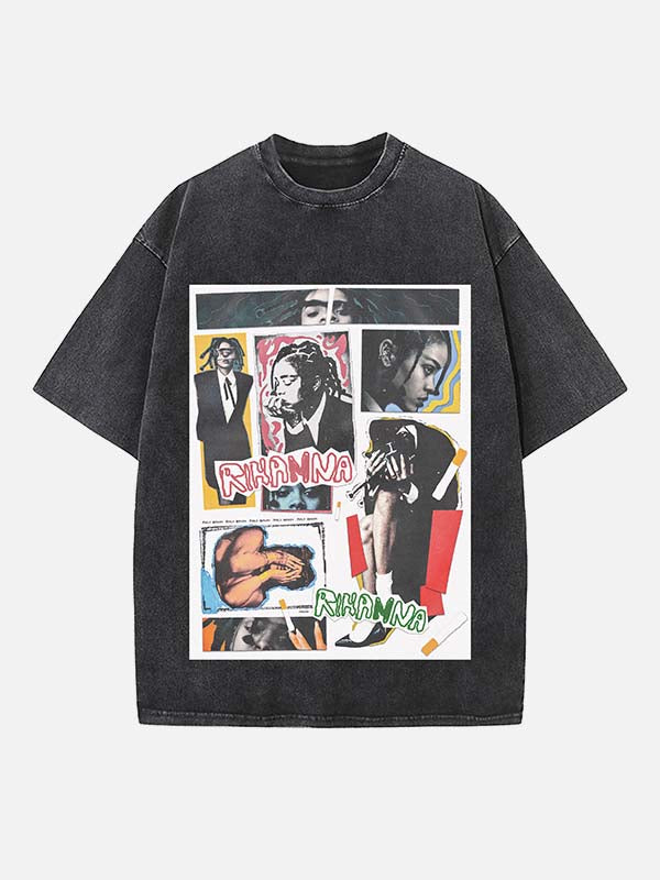 Rihanna Print Round Neck T-shirt