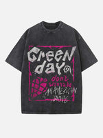 Green Day Print Round Neck T-shirt