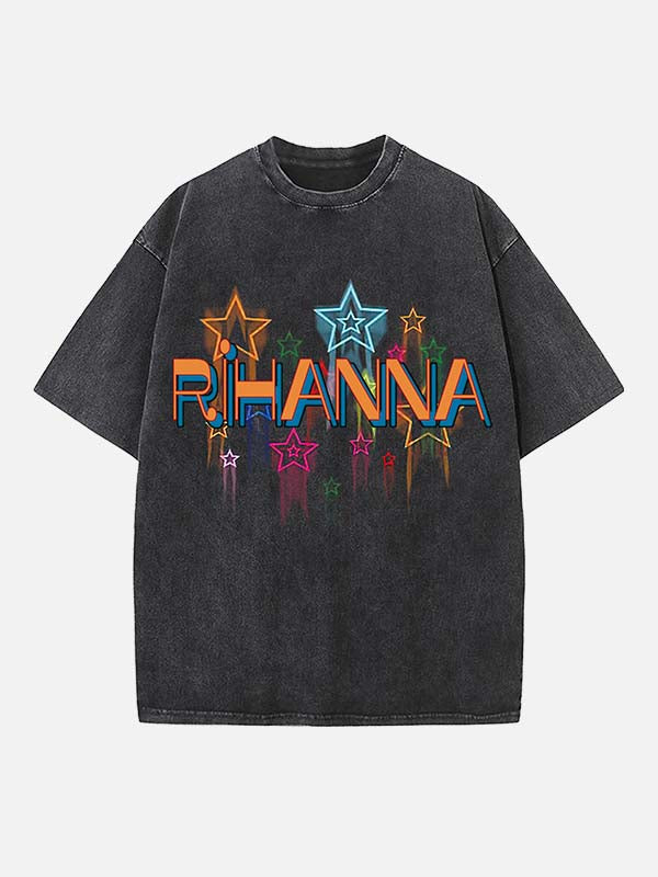 Rihanna Print Round Neck T-shirt