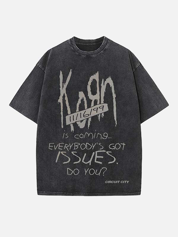Korn Print Round Neck T-shirt