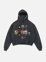Bad Bunny Print Slant Pockets Hoodie