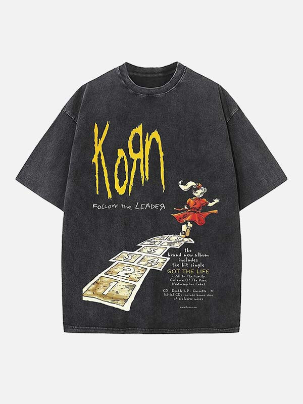 Korn Print Round Neck T-shirt