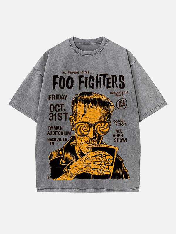 Foo Fighters Print Round Neck T-shirt