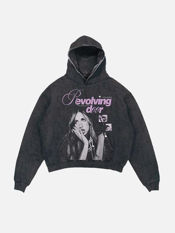 Tate McRae Print Slant Pockets Hoodie