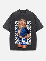 Miley Cyrus Print Round Neck T-shirt