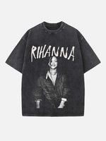 Rihanna Print Round Neck T-shirt