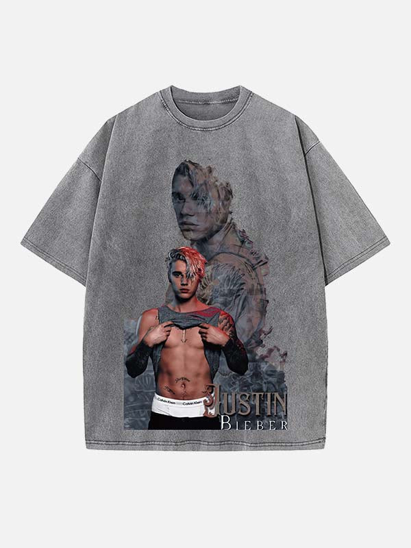 Justin Bieber Print Round Neck T-shirt