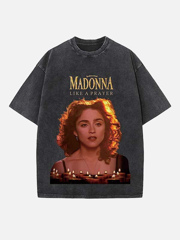 Madonna Print Round Neck T-shirt