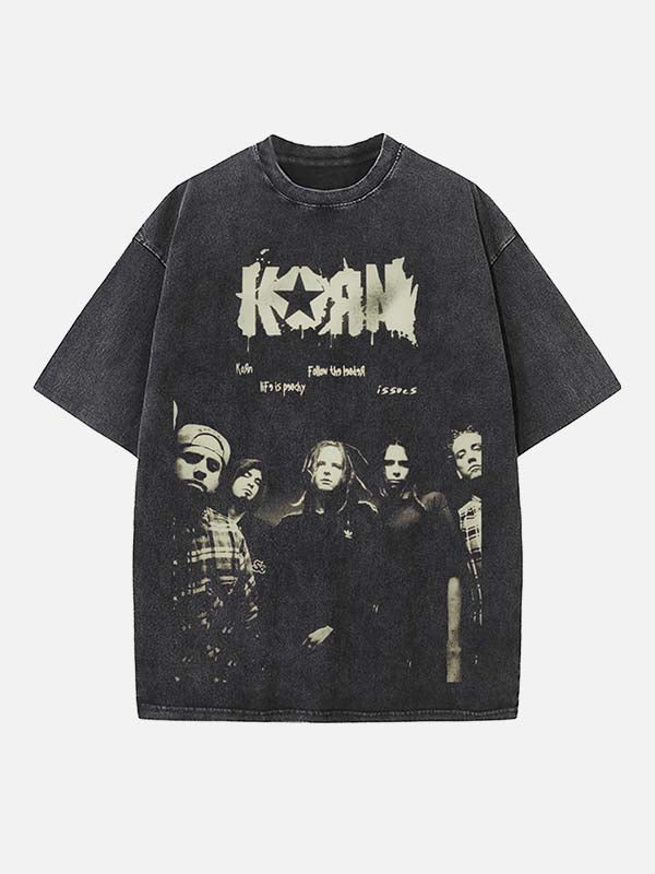 Korn Print Round Neck T-shirt