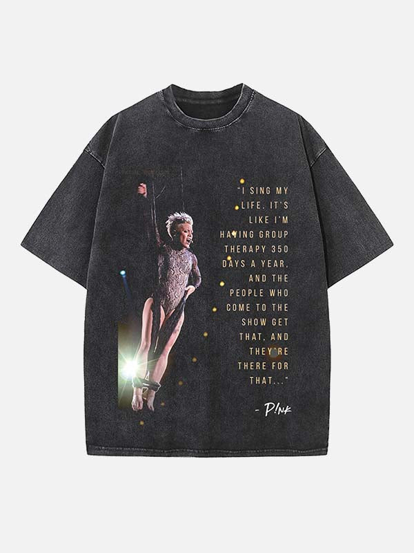 P!nk Print Round Neck T-shirt