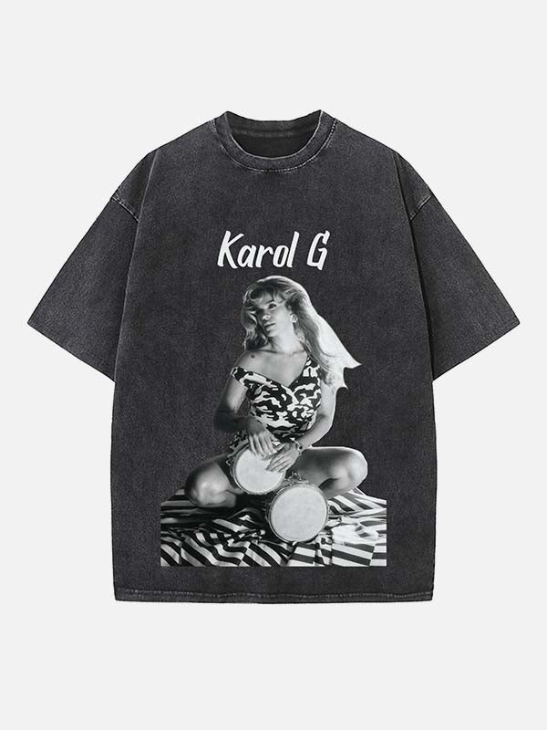 Karol G Print Round Neck T-shirt