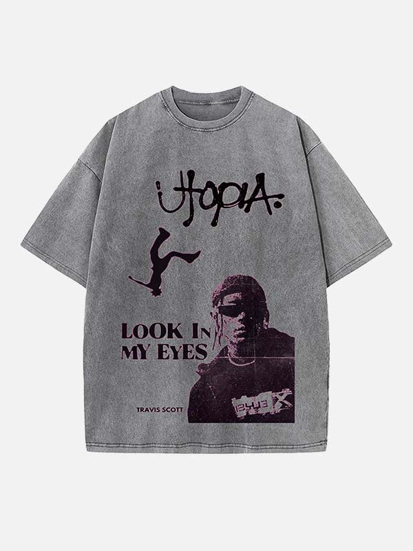 Travis Scott Print Round Neck T-shirt