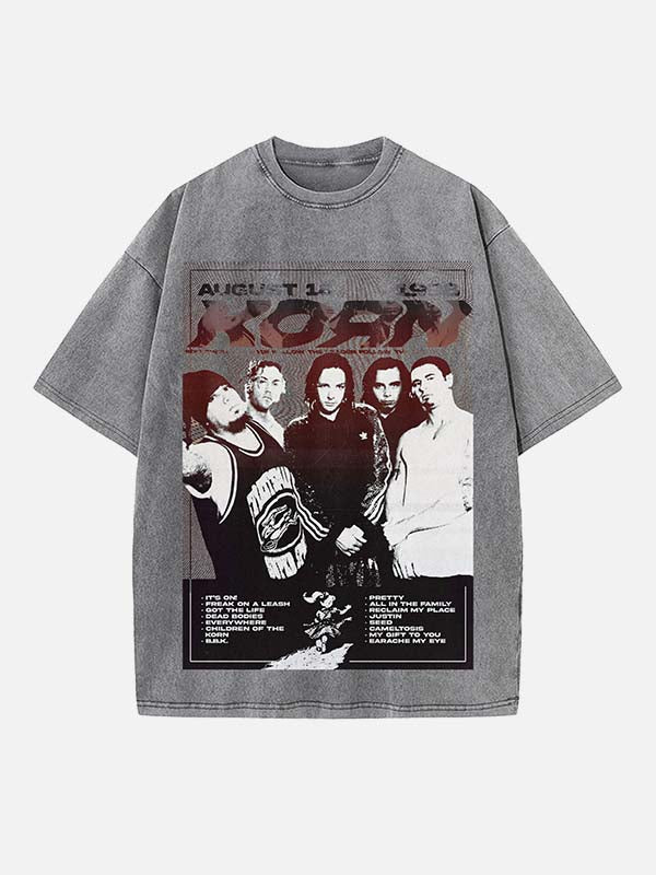Korn Print Round Neck T-shirt