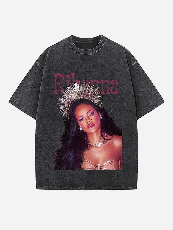 Rihanna Print Round Neck T-shirt