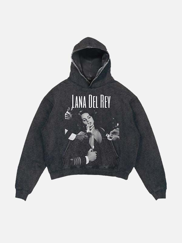Lana Del Rey Print Slant Pockets Hoodie
