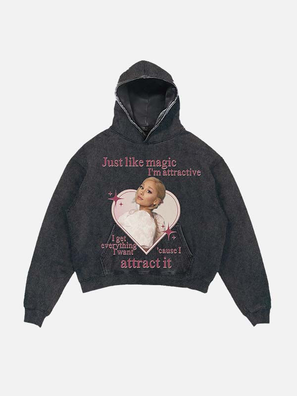 Ariana Grande Print Slant Pockets Hoodie