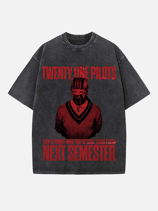 Twenty One Pilots Print Round Neck T-shirt