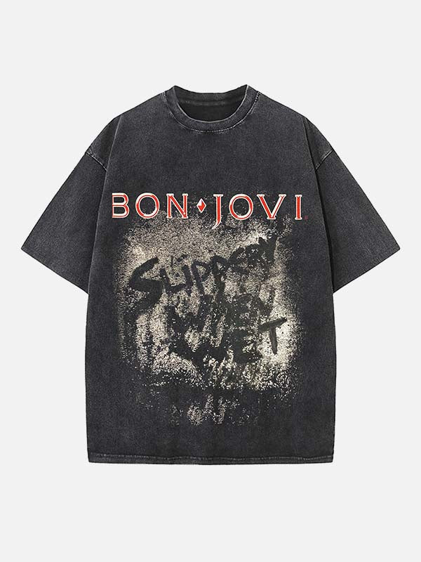 Bon Jovi Print Round Neck T-shirt