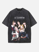 LE SSERAFIM Print Round Neck T-shirt