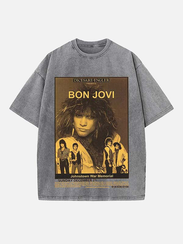 Bon Jovi Print Round Neck T-shirt