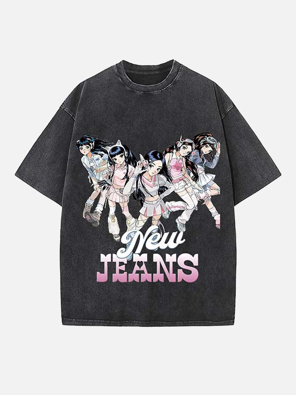 NewJeans Print Round Neck T-shirt
