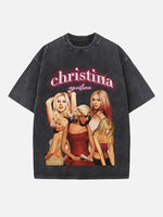 Christina Aguilera Print Round Neck T-shirt