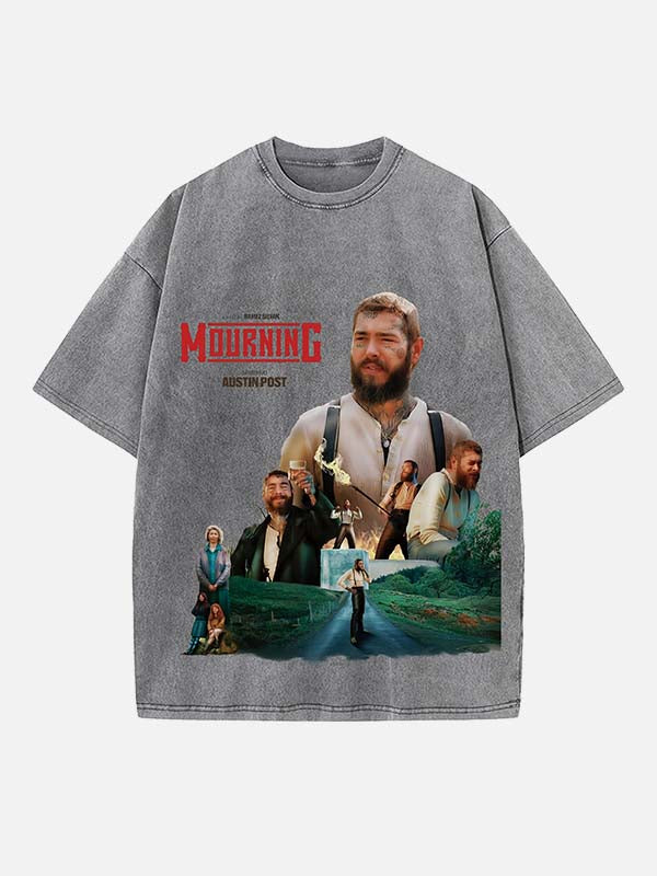 Post Malone Print Round Neck T-shirt