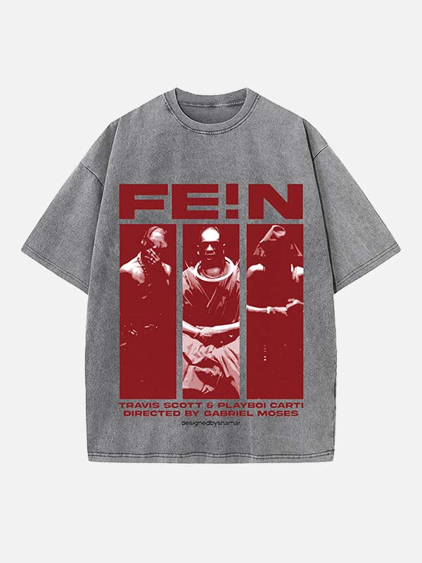 Travis Scott Print Round Neck T-shirt