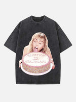 Miley Cyrus Print Round Neck T-shirt