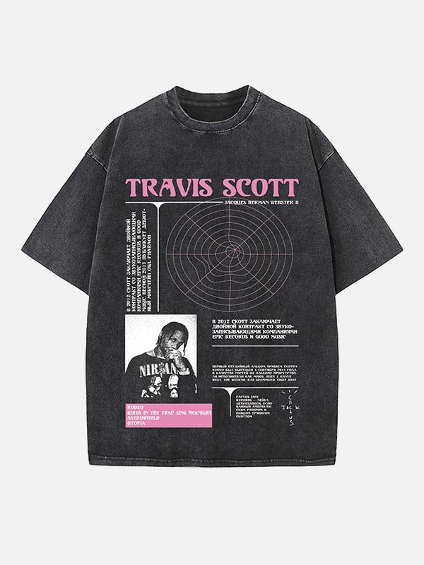 Travis Scott Print Round Neck T-shirt