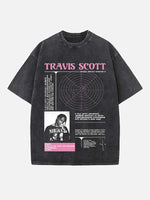 Travis Scott Print Round Neck T-shirt