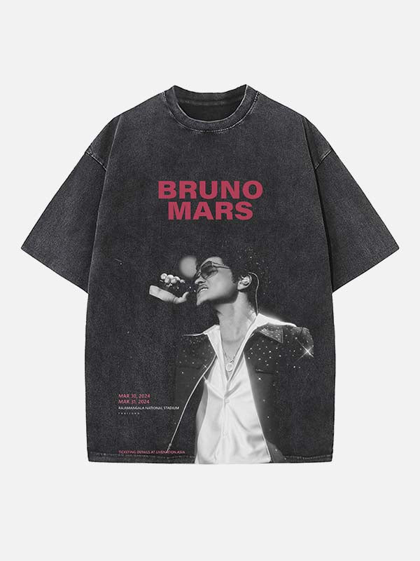 Bruno Mars Print Round Neck T-shirt