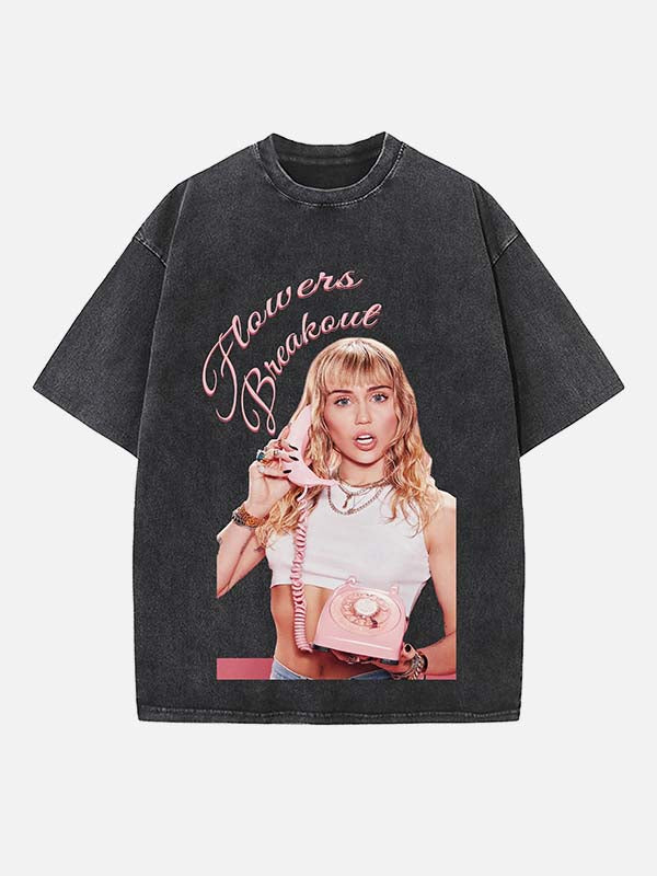 Miley Cyrus Print Round Neck T-shirt
