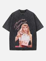 Miley Cyrus Print Round Neck T-shirt