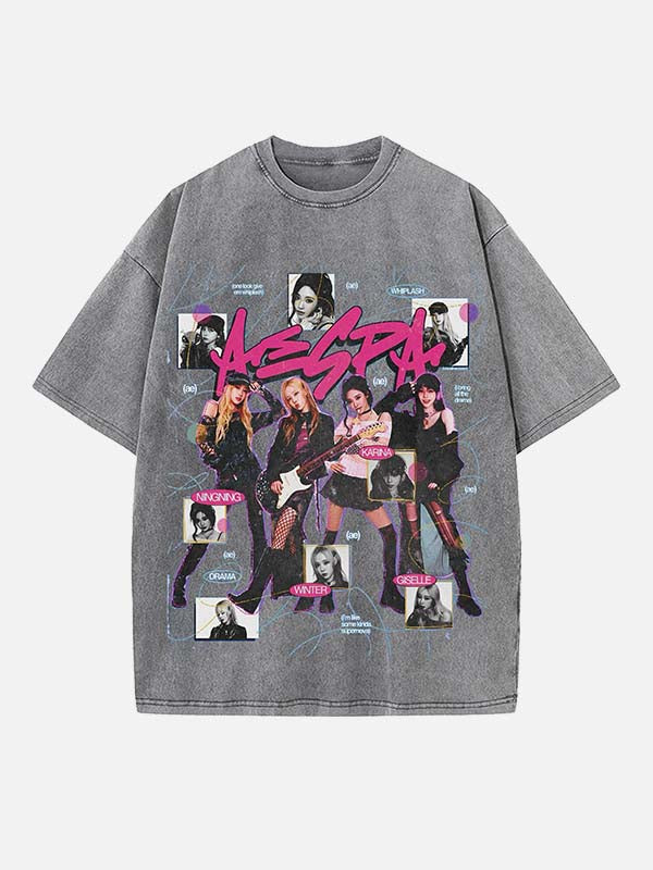 Aespa Print Round Neck T-shirt