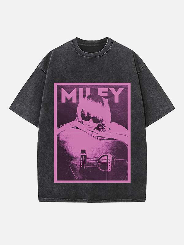 Miley Cyrus Print Round Neck T-shirt