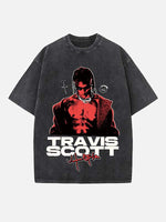 Travis Scott Print Round Neck T-shirt