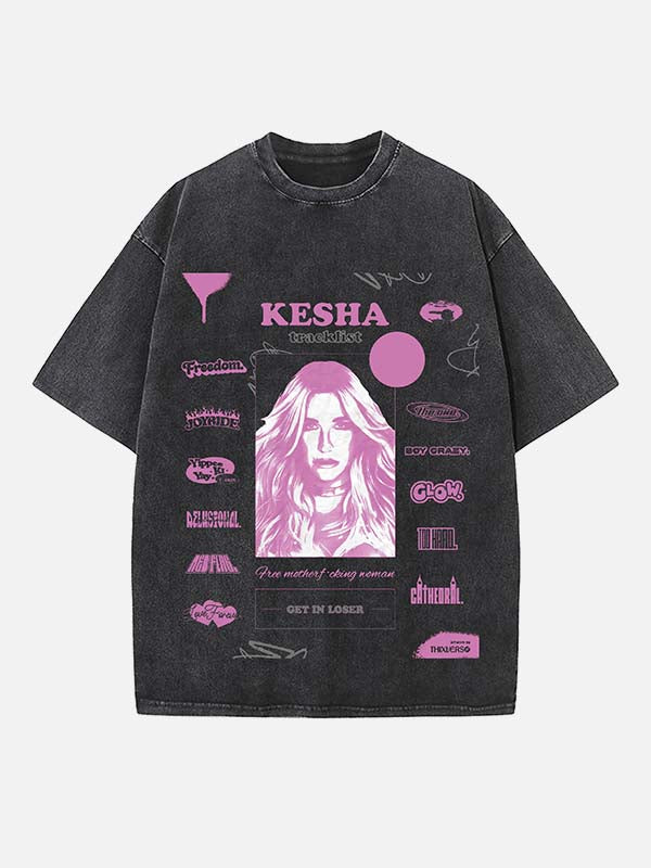 Kesha Print Round Neck T-shirt