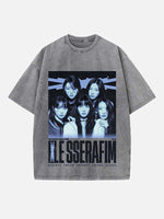LE SSERAFIM Print Round Neck T-shirt