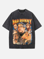 Bad Bunny Print Round Neck T-shirt